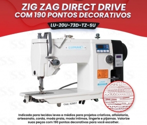 Máquina de Costura Zig Zag,190 pontos decorativos,1 agulha Direct Drive - Lumak LU20U73DTZSU