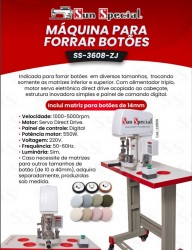 Máquina de Costura Industrial Forrar Botões - Sun Special SS-3608-ZJ